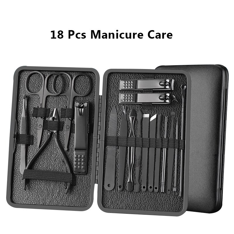 Nail Scissors Tool 7/10/12/16/18Pcs Stainless Steel Scissors Nail Professinal Nail Household Ear Spoon Clipper Bail Scissors Set: 18pcs