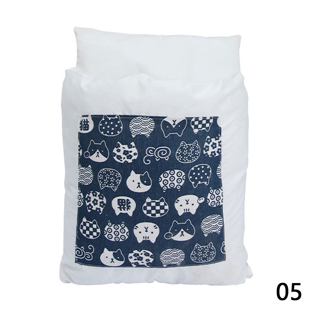 Japanischen Katze Bett Winter Abnehmbare Warme Katze Schlafsack Tiefen Schlaf Haustier Hund Bett Haus Katzen Nest Kissen mit Kissen: Blau(Nein Plüsch-)