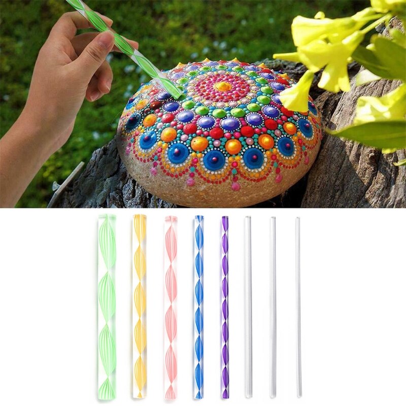 29 pièces Mandala pointage outils ensemble pour peinture pierres de roche pochoir acrylique bâton brosse gemme autocollant Palette Kit
