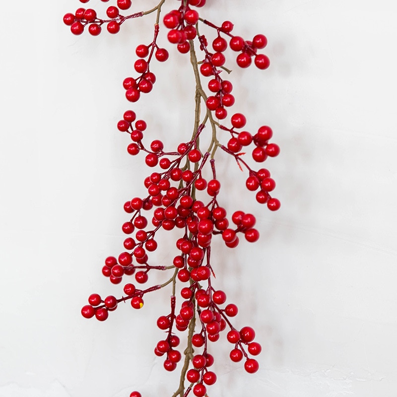 Rød bær krans jul kunstig frukt stiklinger tre dekorasjoner dør hengende ornamenter hjem bryllup dekor