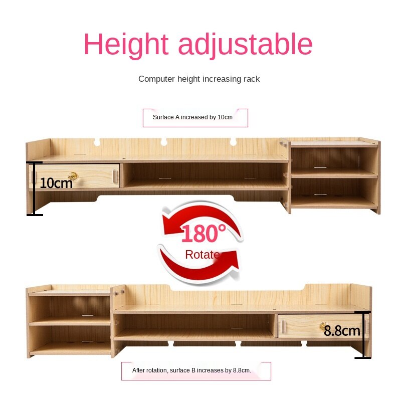 Computer Monitor Increase Rack Bracket File Rack Wooden Office Desk Storage Finishing Rack Shelf Storage Box Office storage box