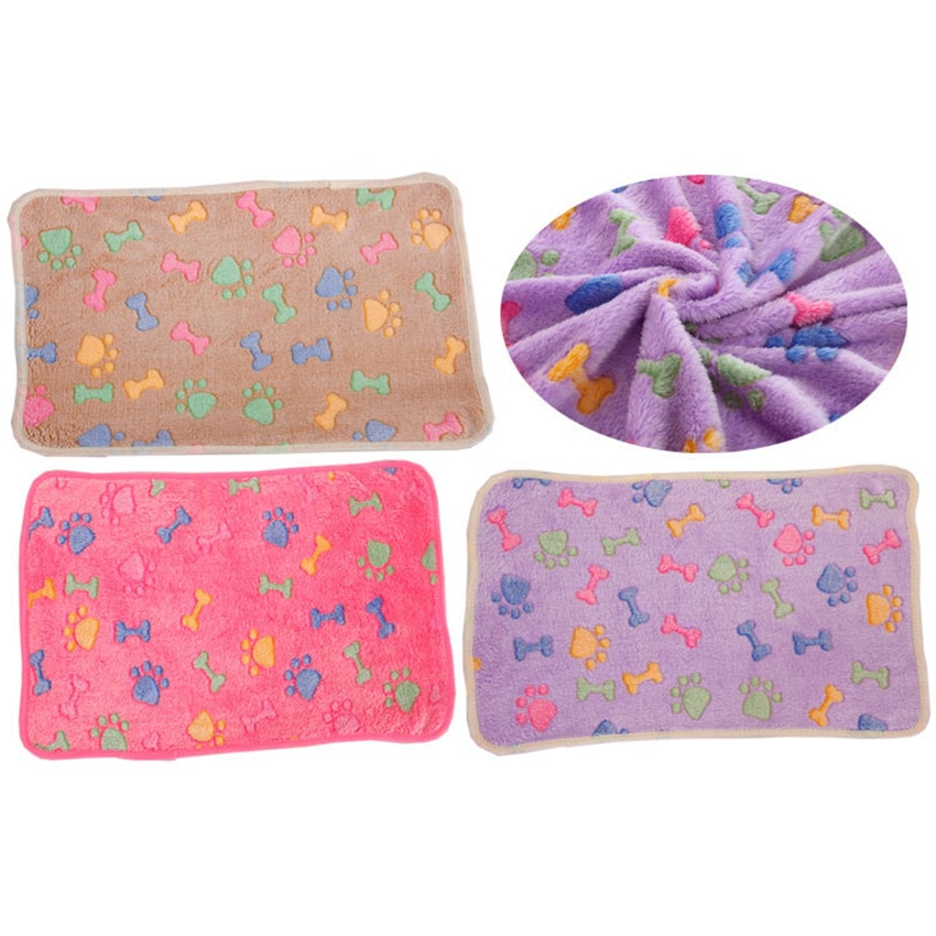 tapis pour animaux de compagnie petite grande patte impression chat chien chiot polaire couverture douce lit coussin chiot hiver fournitures pour animaux de compagnie patte impression artisanale