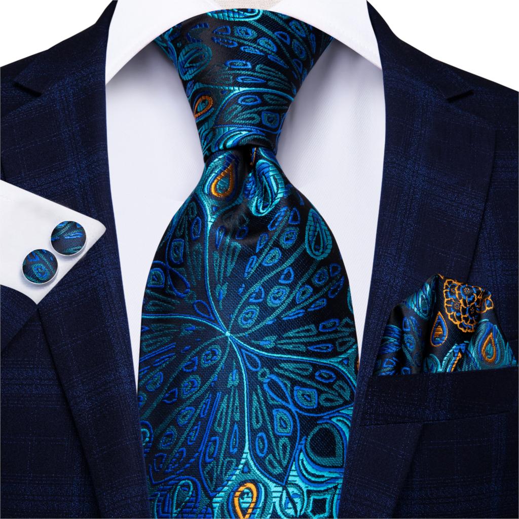 Hi-Tie-corbata de seda 100% para hombre, corbatas formales de lujo para boda, color azul, 8,5 cm