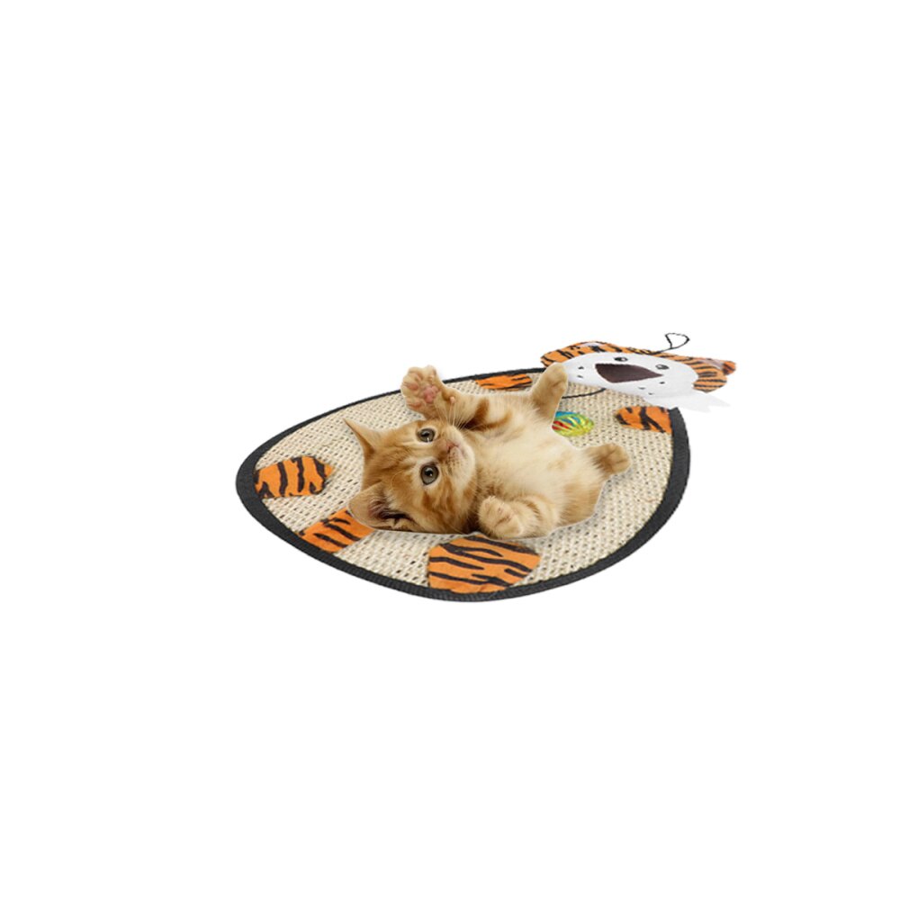 SchöNe Sisal Teppich Tiger Puppe Katze kratzen Pad Schleifen Klaue Matte Schutz Kratzer matt Katze Interaktive Spielzeug mit Glocke
