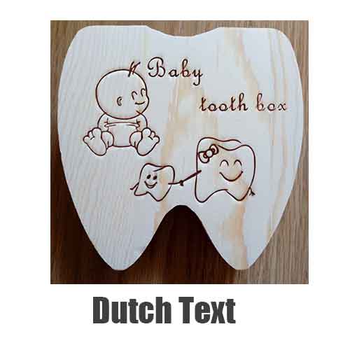 Baby Souvenirs Zahn Kasten Griechischen/Spanisch/Englisch/Russisch/Französisch/Italienisch Holz Milch Zähne Organizer Lagerung Kasten für Jungen Mädchen: Niederländisch Text