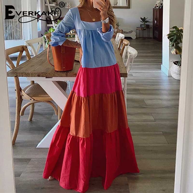 Everkaki Patchwork robe Maxi ample femmes Boho Ves... – Grandado