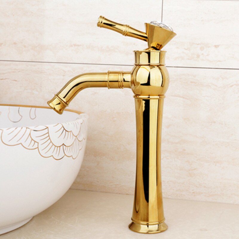 and Cold Washbasin Swivel Faucet Countertop Basin Heightened Bathroom Washbasin Faucet Gold Countertop Basin Faucet: L-A