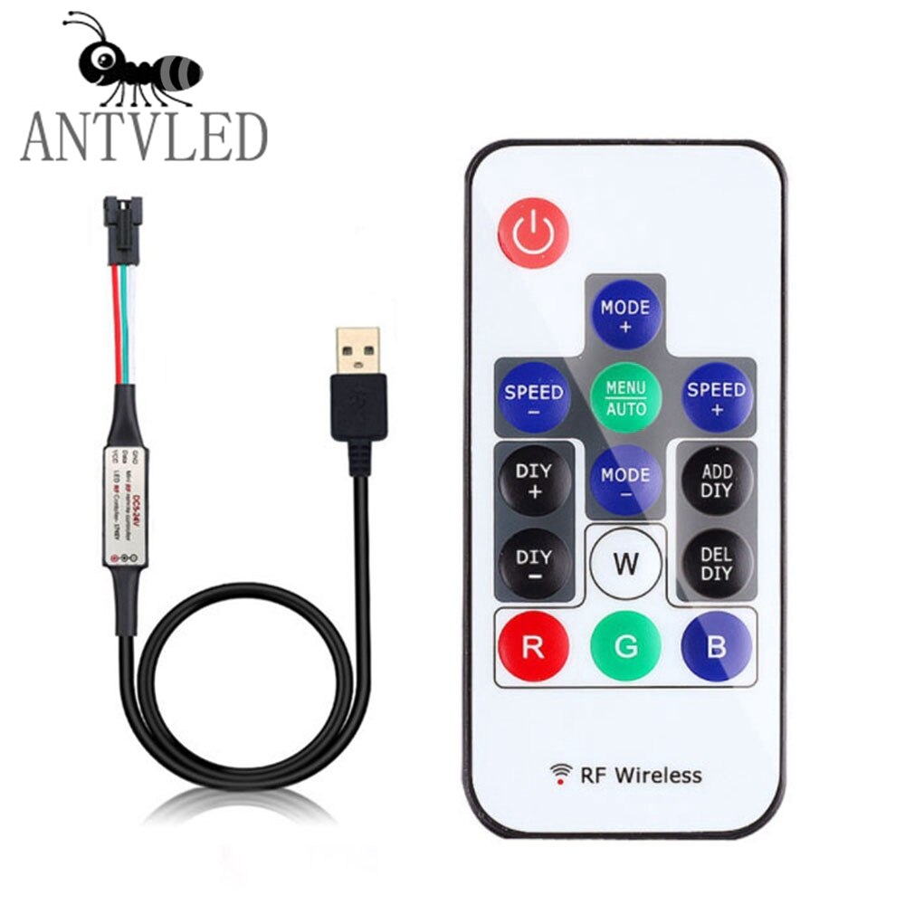 WS2812B WS2811 LED Pixel Streifen Licht Controller USB/DC Led Dimmer 3 Schlüssel RF 14/17/21 schlüssel Mit MINI Remote LED Controller DC5-24V