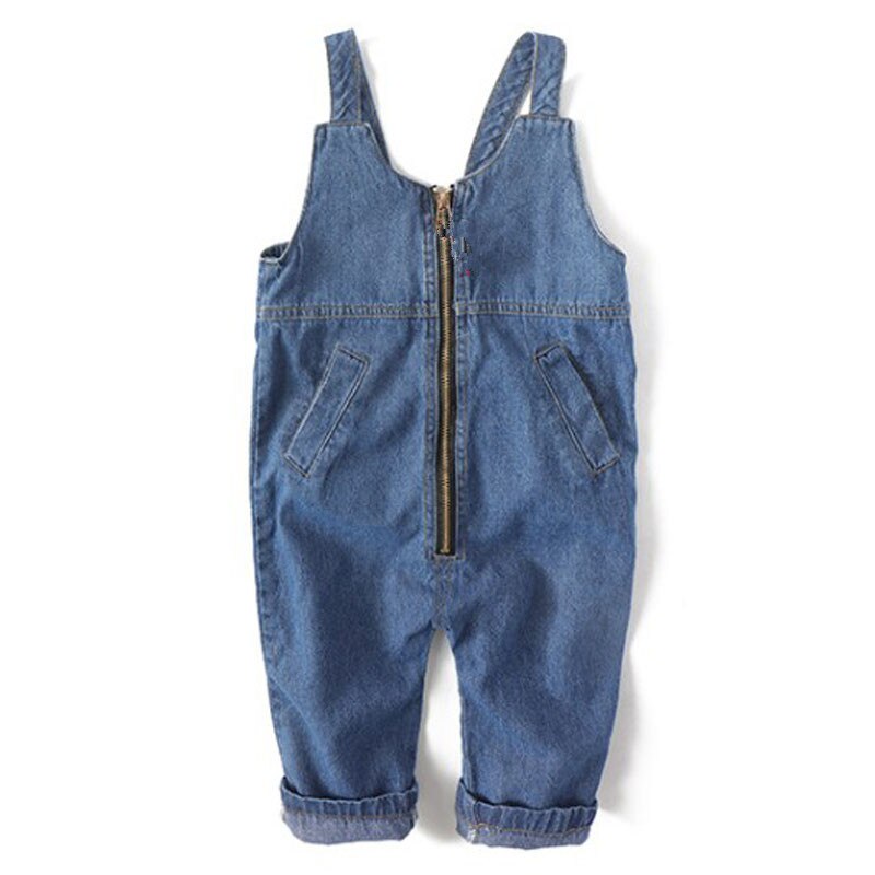 Fashio Kids Jeans Boys Girls Denim Overall Pants Casual Zipper Children Overall Jeans Child Clothes 2 3 4 5 6 7 8