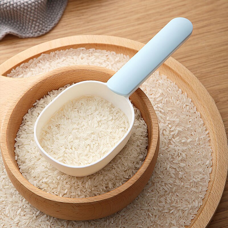 Cuchara para Harina de granos gruesos con Clip, cuchara de plástico para arroz, gran capacidad, cuchara de sellado para el hogar, accesorios de cocina, 1 ud.