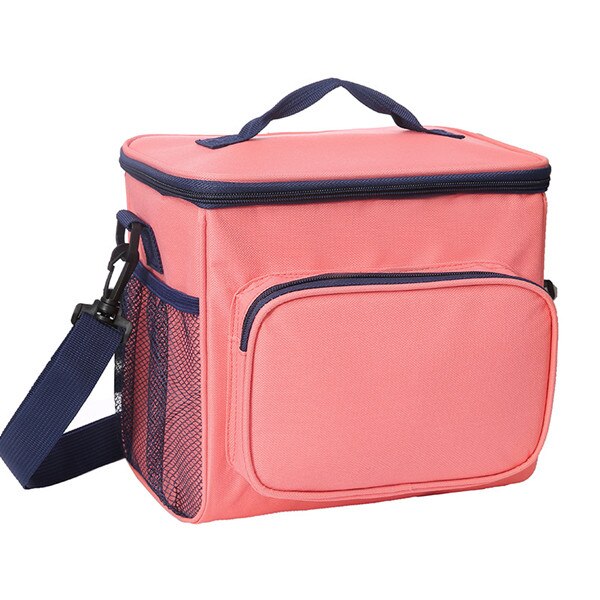 Große Schulter Dicker Kühltasche Thermische Mittagessen Tasche Trage Isolierte Eis Pack Tragbare Picknick Trinken Lebensmittel Bahre Lagerung Container: Rosa