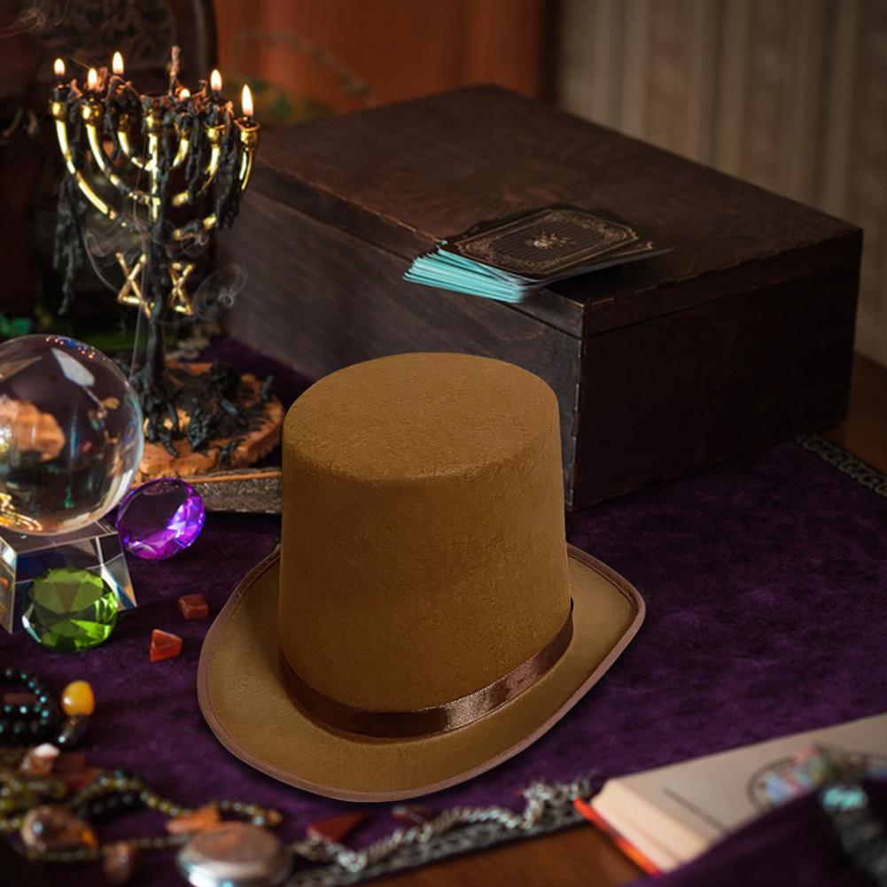 High Top Hat Magician High Hat British Black Jazz Topper Hat Court Gentleman Flat Felt Hats For Performances Role Play Christmas