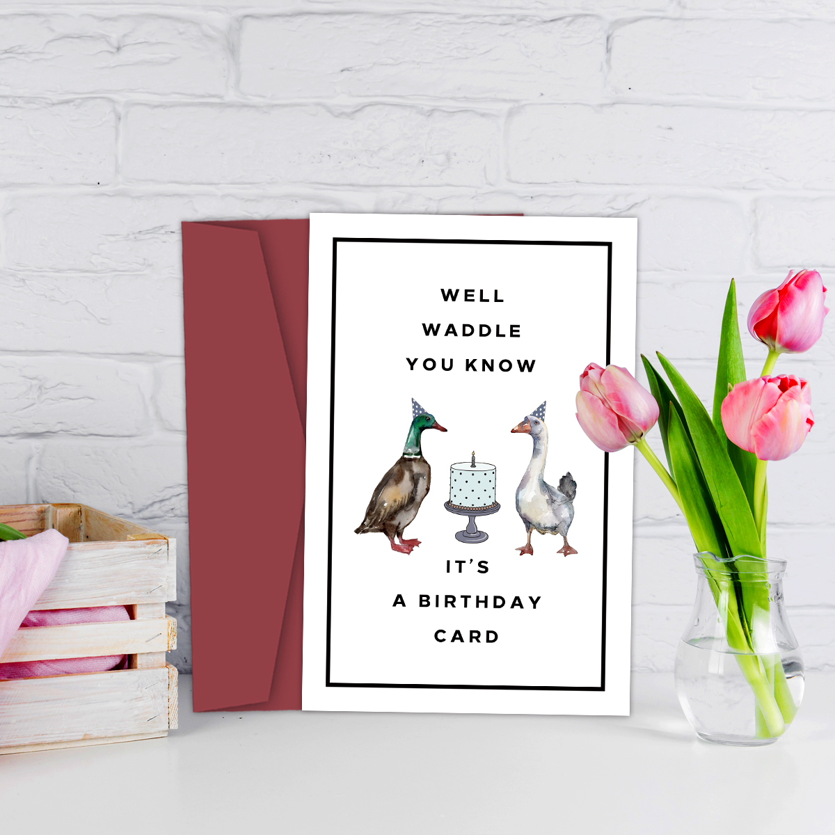 1 Set Funny Duck Birthday Card For Him Her,Well Waddle You Know It's A Birthday Card, Happy Birthday Greeting Card with Envelope