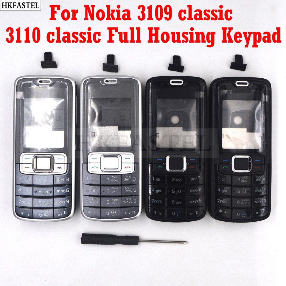 HKFASTEL Cover For Nokia 3110c 3110 Classic 3109c 3109 Mobile Phone Full Housing with Keypad Case Tool