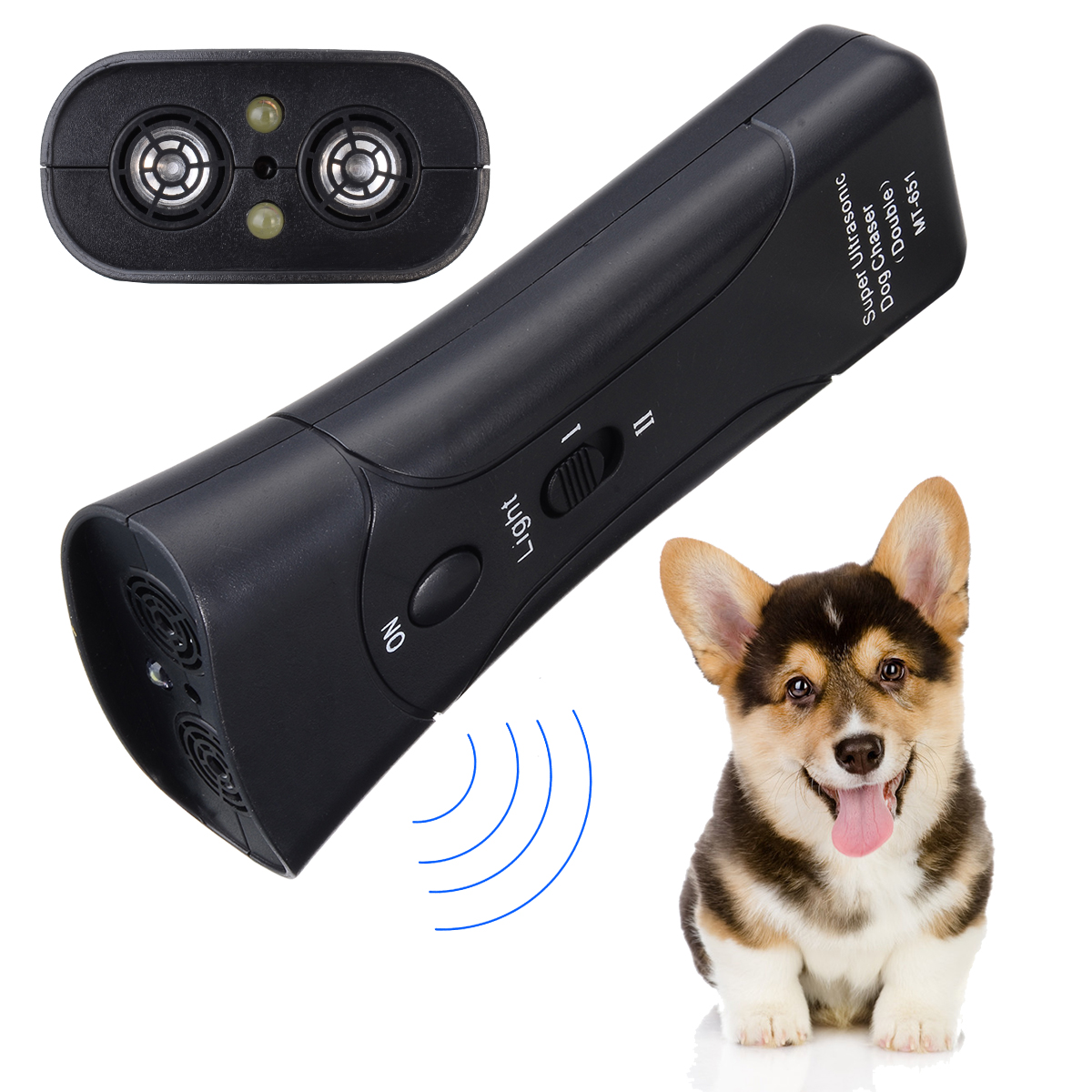 Ultrasonic Pet Dog Anti Barking Trainer Multifunctional Gentle Chaser Pet Products with High Power LED Flashlight