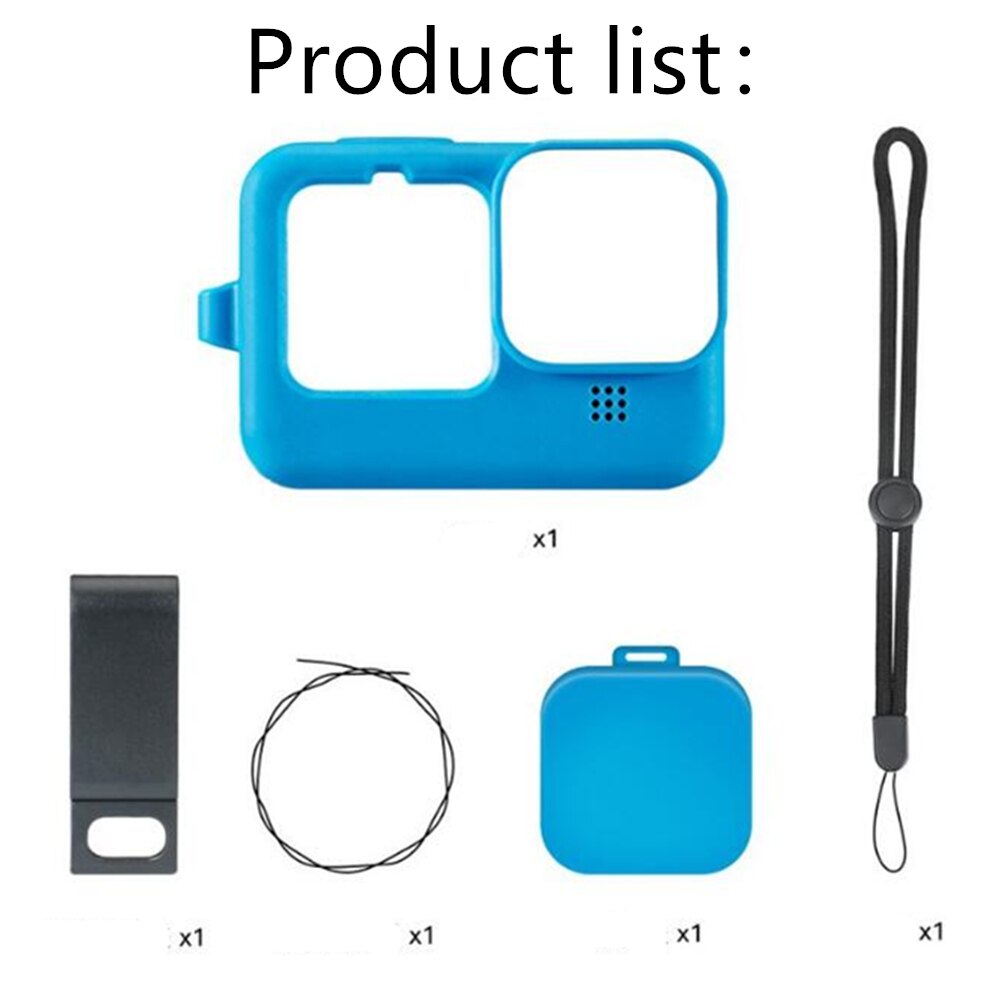 Silikonehus etui objektivdæksel cover batteri side låg cover til gopro hero 10 9 sort action kamera tilbehør kit til go pro 10: Type 5