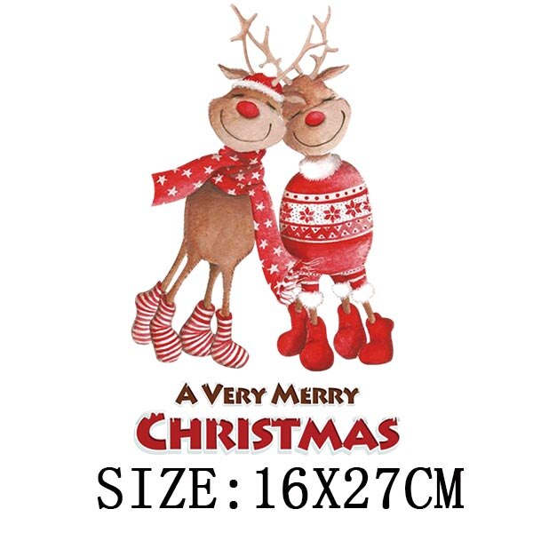 Dejlige hjorteplaster til tøj diy vaskbart jern på varmeoverførselstøj klistermærke glædelig juledekoration: D -279