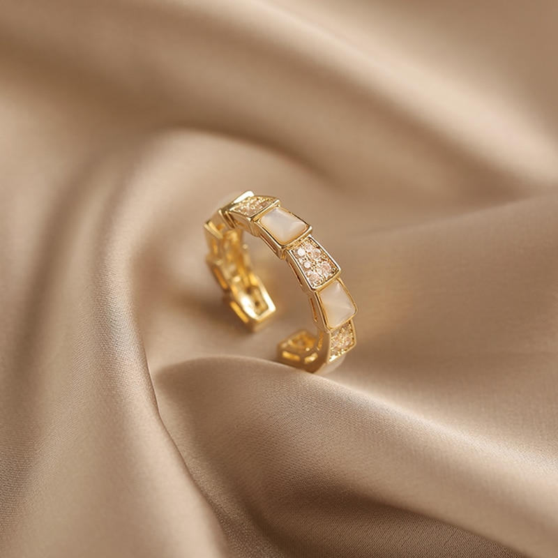 Vrouwen Copper Cz Ringen Geometrie Shell Wedding Engagement Ring Femme Voor Party Charm Rhinestone Ins Sieraden