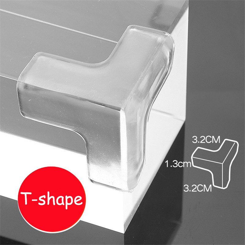 4/8/16pcs Transparent Anti-collision Angle PVC Pad Child Safety Corner Guard Baby Collision Proof Protector Table Corner Bumper: T-Shape / 4Pcs