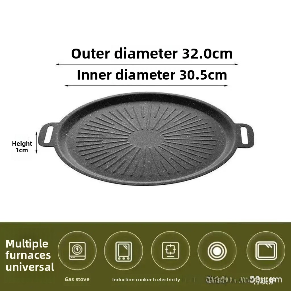 Sun Shaped Non-Stick Iron BBQ Grill Pan Convenient Outdoor Camping Home Use Multi-Purpose Roasting Dish Easy to Clean: black