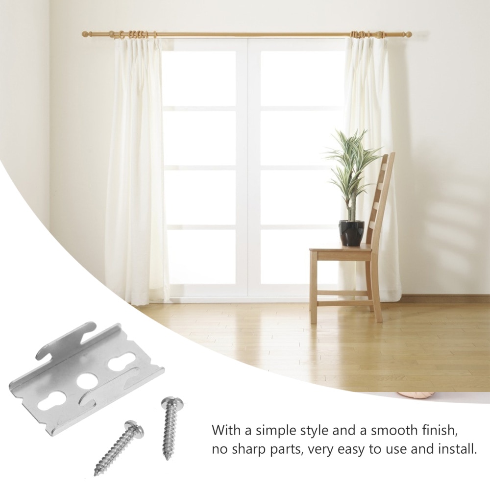 2 sets Iron Curtain Rod Brackets Vintage Window Double Curtain Rod Brackets