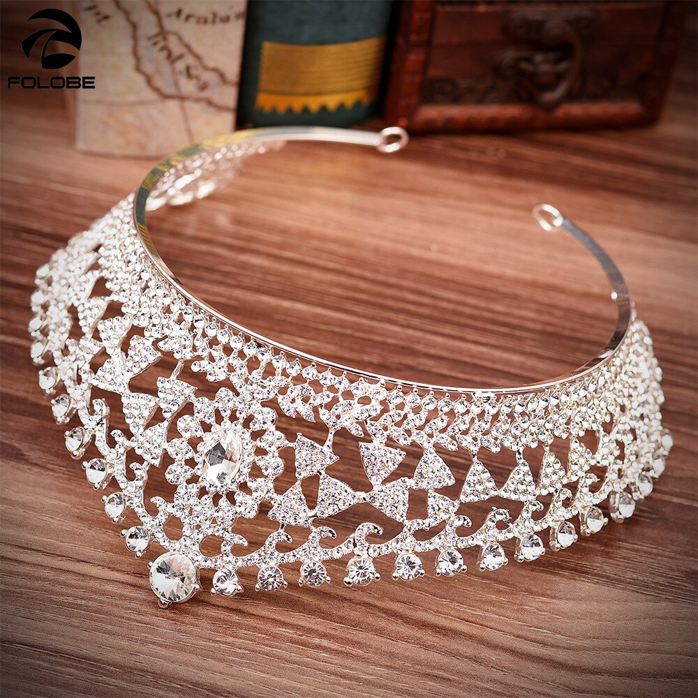 Grandes tiaras y coronas nupciales con diamantes de imitación, diademas de joyería para cabello, desfile de novia, diadema, accesorios para el cabello de boda H1134