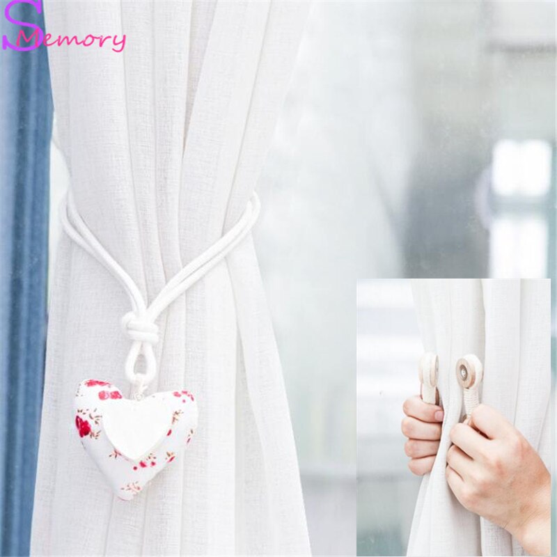 Rideaux en coton à cœur porte-embrasse, rideaux à boucles magnétiques, rideau de douche magnétique, accessoires en sangle, décoration de la maison