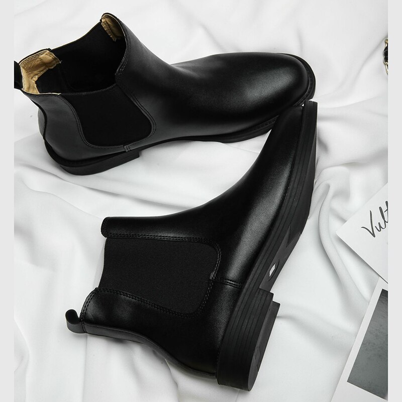 Britse beroemdheid microvezel leren chelsea boots dames stretchband platte winter enkellaarsjes schoenen dames korte pluche laarzen