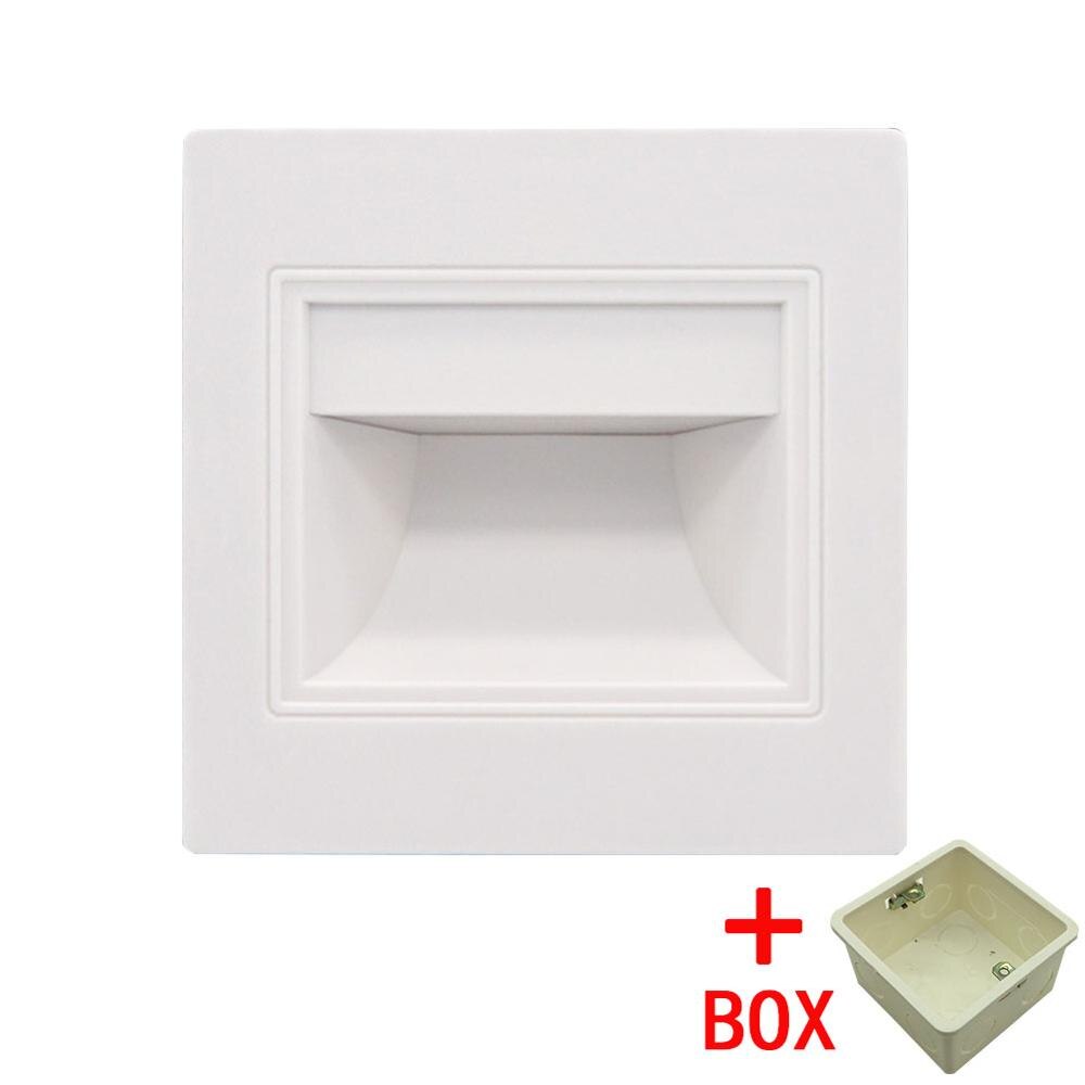Inbouw led wandlamp 1.5w ac85-265v inbouw led trapverlichting trap gang wand voetlamp warm/koel wit: Wit met doos / Koel wit (5500-7000k)