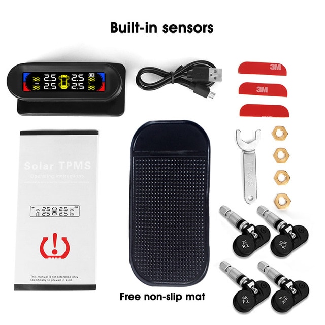 Coloful Solar TPMS Car Tire pressure Alarm Monitor Universal tpms With 4 Wireless Sensors for Smart Temperature Warning