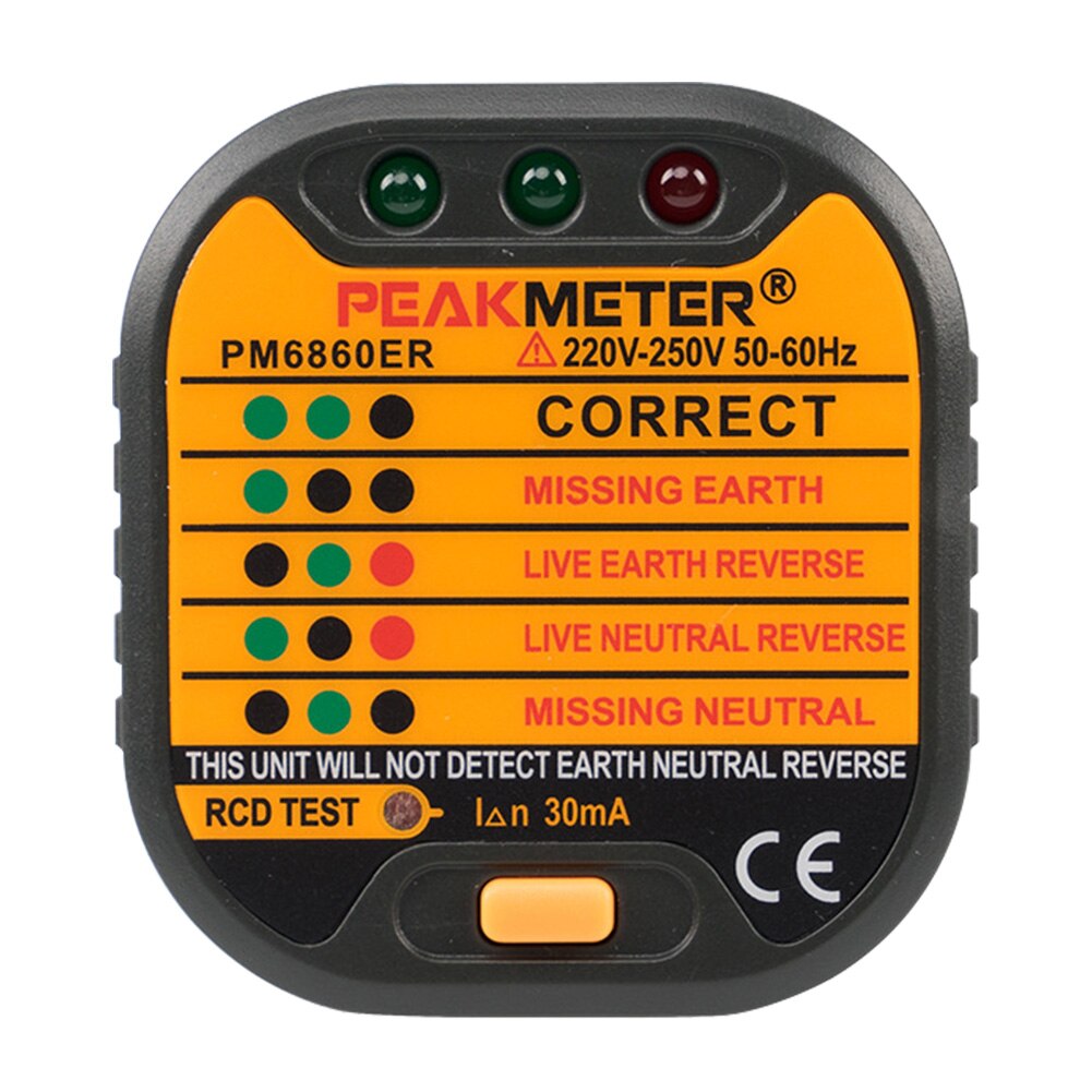 Rcd bærbare led -indikatorer hjemneutral live elektrisk stikkontakt tester polaritetstest jordledningstest automatisk værksted: Uk