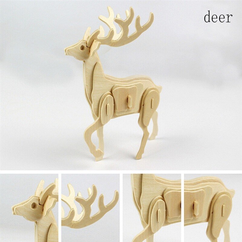 3D Houten Uil Puzzel Jigsaw Houtbewerking Kids Kit Speelgoed Model Diy Bouw Dier Puzzel Game Vergadering Voor Kinderen: deer