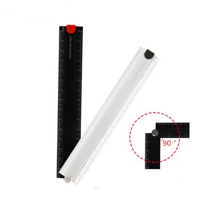 Japanese Aluminum Alloy Foldable 15cm-30cm Ruler Simple 90 degree Folding Metal Stationery Ruler