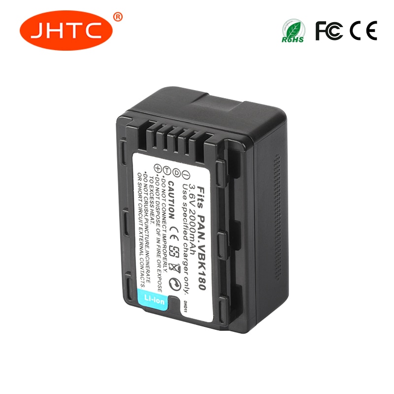Batterie de caméra VW VBK180, pour Panasonic HC-V700MGK HC-V10GK HC-V100GK HC-V100MGK HC-V500GK HC-V500MGK VW-VBK180 2000mAh