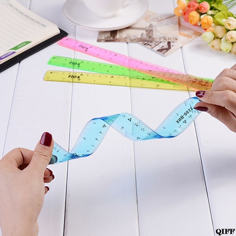 &amp Soft 30cm Ruler Multicolour Flexible Stationery Rule School Supply APR28