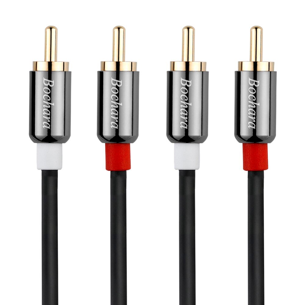 Bochara 2RCA Om 2RCA Male Naar Male Ofc Audiokabel Folie + Gevlochten Afgeschermde 1.8 M 3 M 5 M 10 M 15 M 20 M Voor Versterker Mixer