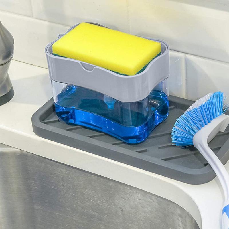 Keuken Zeepdispenser Met Spons Doos Voor Automatische Spons Scrubber Plastic Afwasmiddel Wasmiddel Spons Rack Opslag