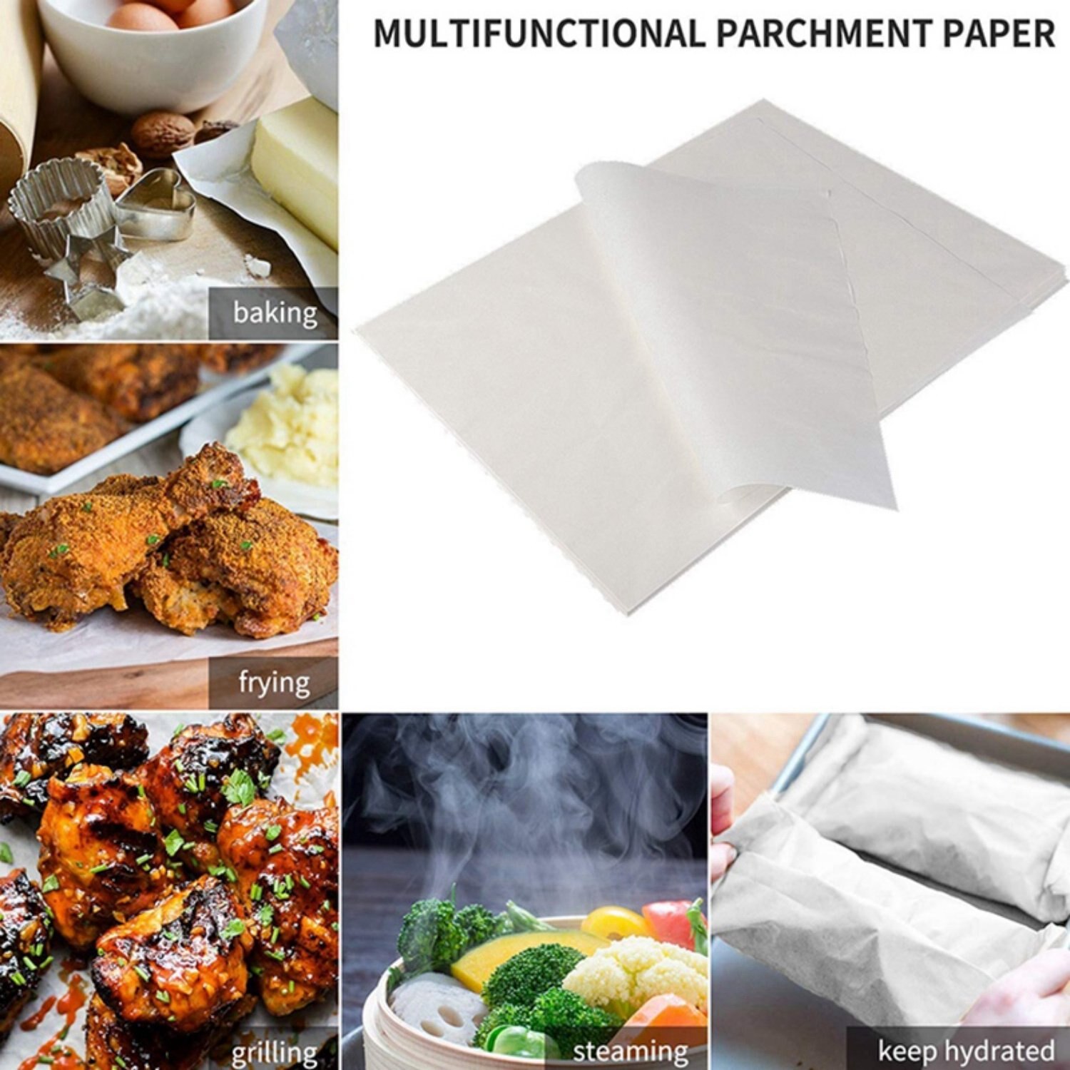 Parchment Precut Baking Paper & Baking Sheet, Cookie Sheet Stainless Steel Toaster Oven Tray Pan Rectangle (12 Inch)