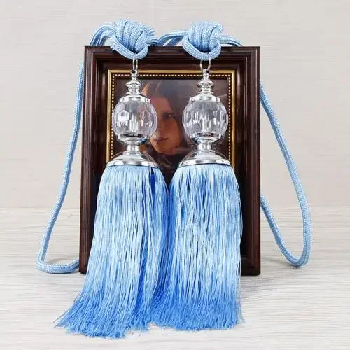 1Pc Tassel Hanging Pendant Decorative Curtains Accessories Key Tassels For Curtain Tieback DIY Craft Tassel Fringe: Light Grey