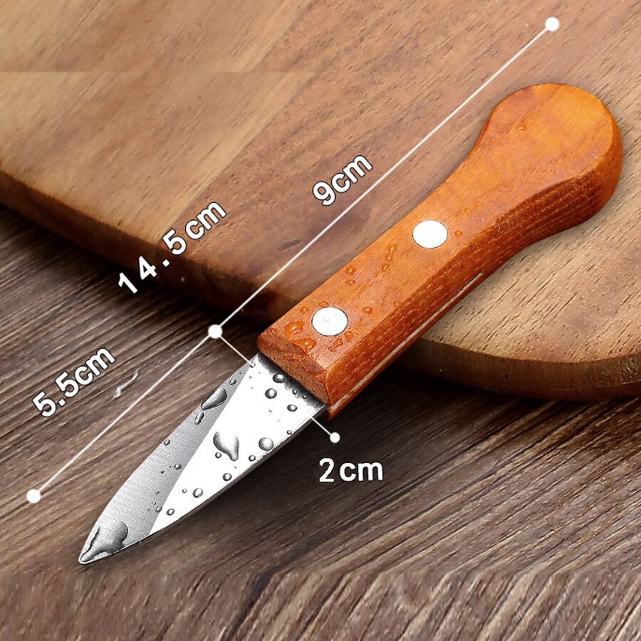 Rostfritt stål ostron kniv trä handtag räka kniv fisk skala skrapa skaldjur verktyg, skalöppnare kökstillbehör