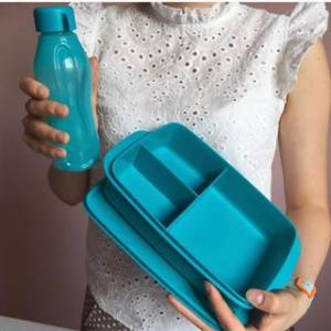 Tupperware Ernährung einstellen (Fach Mittagessen Kasten 1 l und Eco Flasche 750 ml Korallen) freundlicher Schule Arbeit Heimat Reise Gesunde