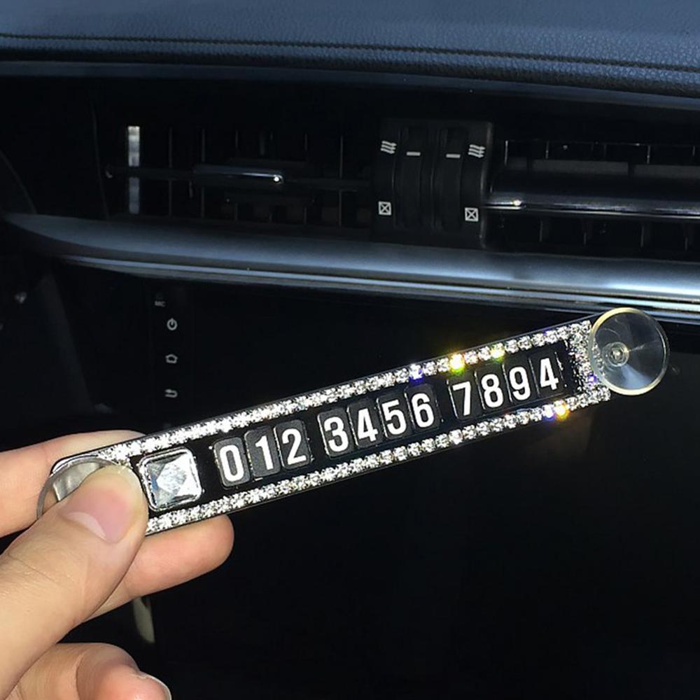Auto Tijdelijke Parkeerkaart Strass Sucker Auto Tijdelijke Stop Magnetische Telefoonnummer Parkeerkaart Plaat Kennisgeving Accessorie