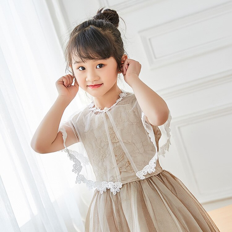 estilo niños malla en hombro princesa capa chica encaje capa boda ceremonia capa: M