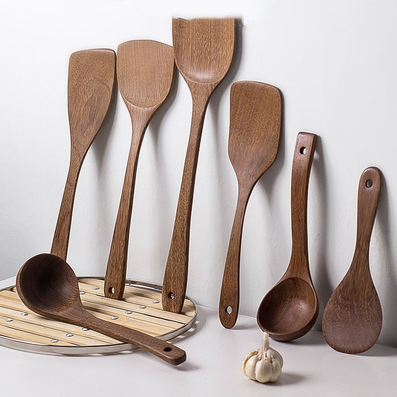 Thaïlande teck bois naturel vaisselle cuillère antiadhésive Pan riz cuillère longue passoire à riz cuisine outil de cuisson