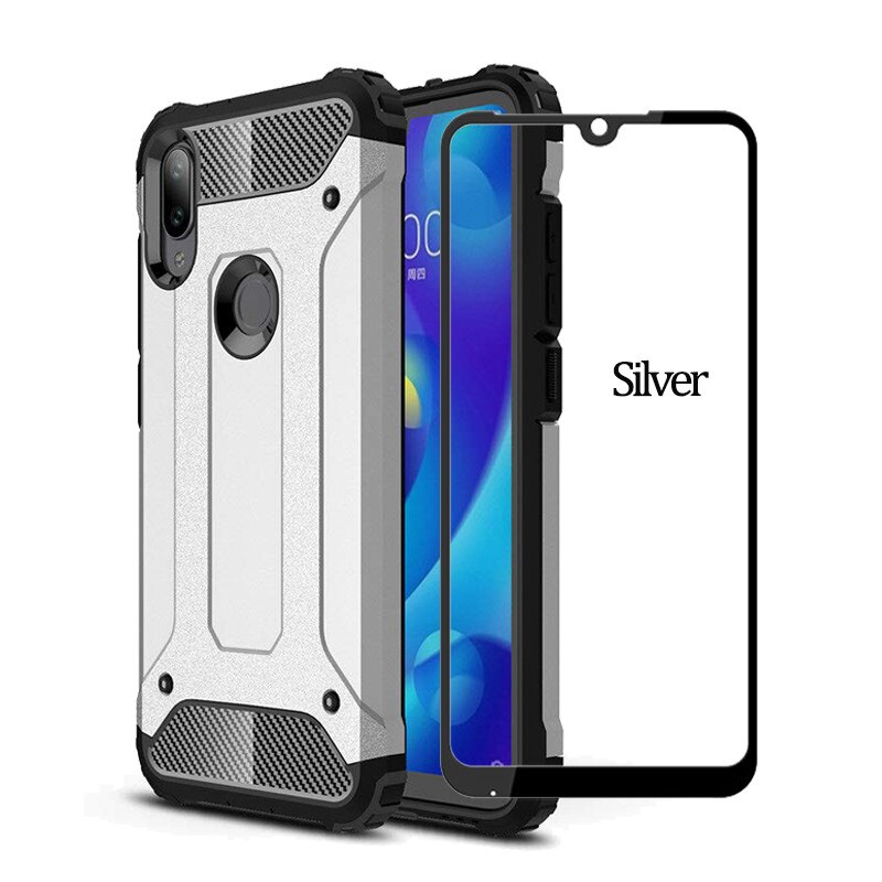 Originele Armor telefoonhoesjes Xiaomi mi play miA3 case zachte siliconen BUMPER Anti-Shock Case cover Xiaomi mi A3 hoesjes Xiaomi mi play telefoon hoesjes Xiaomi Mi A3 Case: Xiaomi Mi Play / Silver Case and Glas