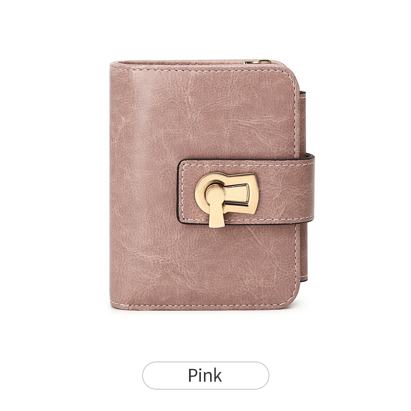 RFID Retro Women's Wallet Three fold Short Wallet PU Leather Multi functional Twist Lock Credit Card Wallet and Wallet