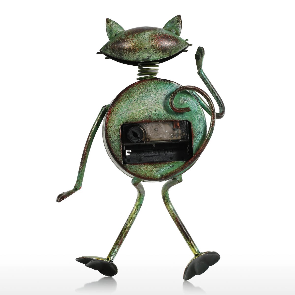 Tooarts staromodny zegar metalowy retro kot dekoracja wnętrz złote z brązu zegar wyciszający rękodzieło budzik żelazny kot rzeźba