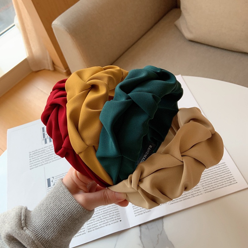 Bandeau pour cheveux à motif de 5 fleurs, couleur unie, plis, serre-tête de styliste, accessoires pour femmes