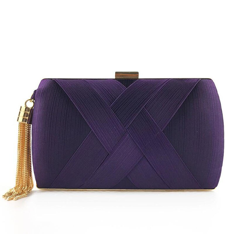 Tamara kobiety eleganckie Tassel sprzęgła torby wieczorowe torebki na imprezę luksusowy projektant wesele kolacja torebka łańcuszkowa torba na ramię moda: purple