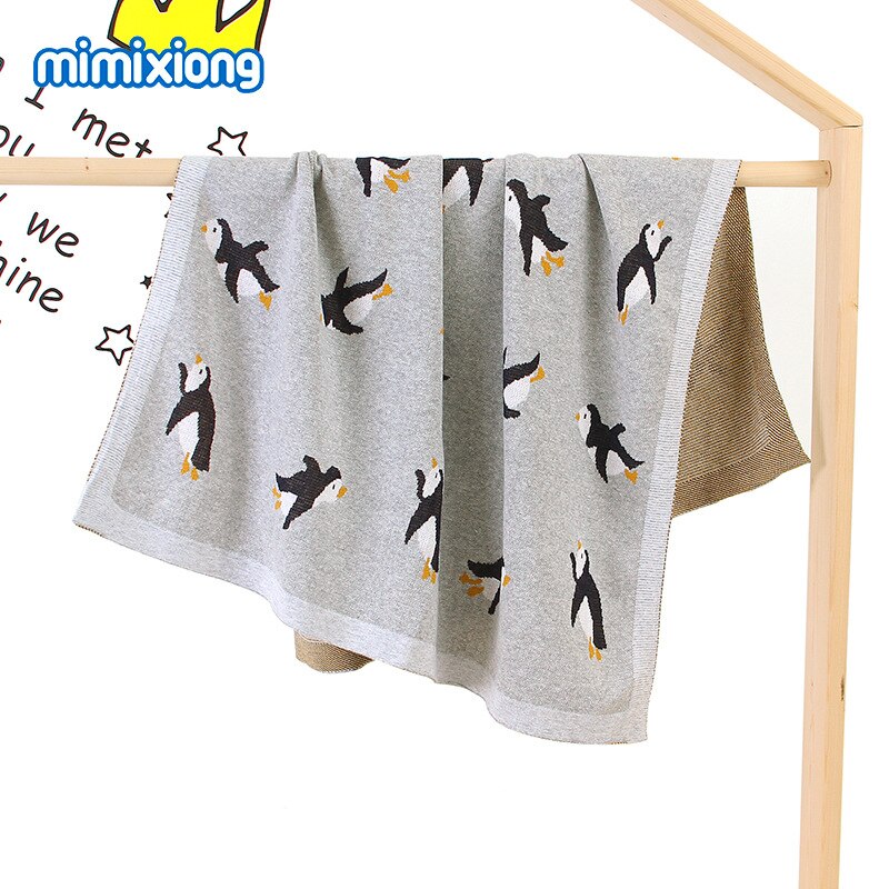 Ins Jongens En Meisjes 'Gebreide Pinguïn Deken Kinderwagen Cover: Gray